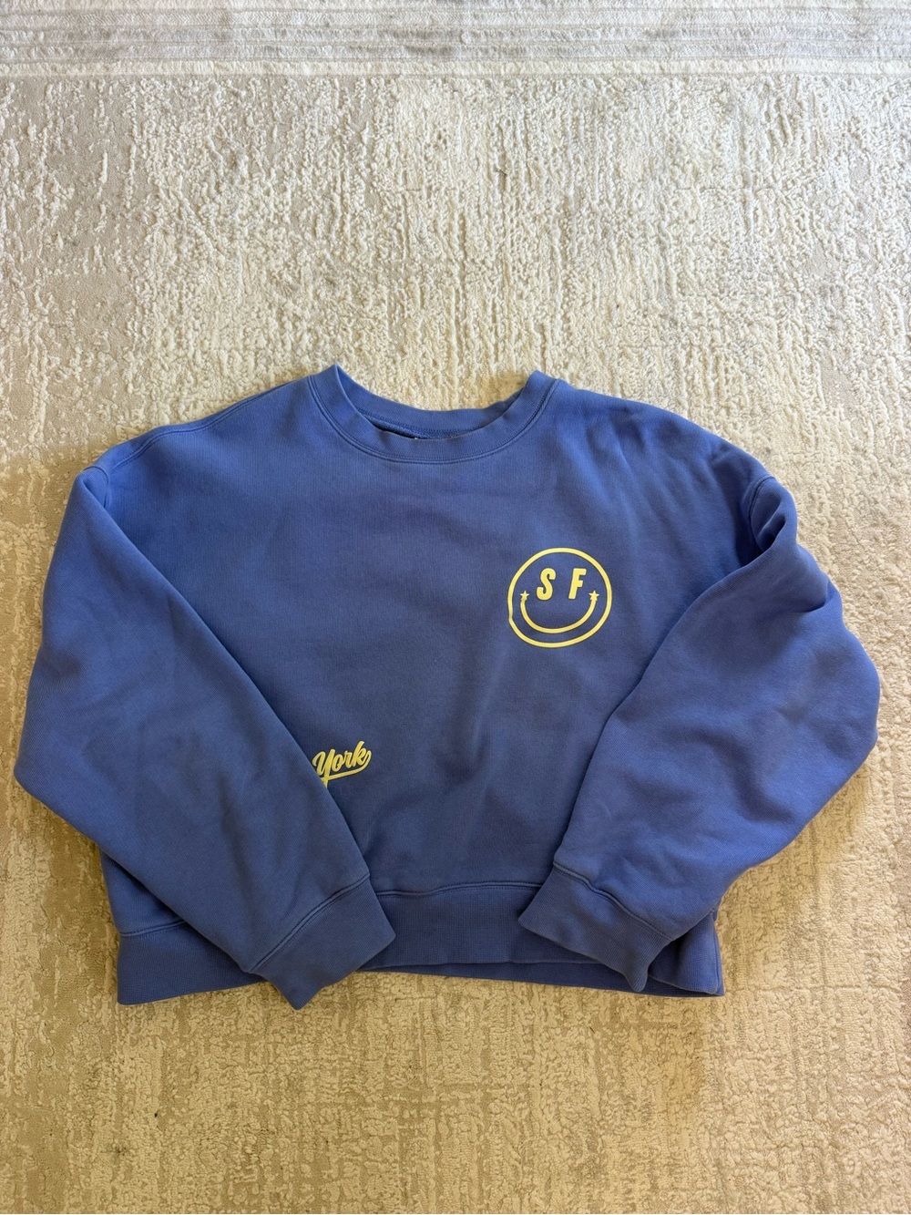 Starfit Smiley Logo Blue Crewneck Sweatshirt - Yellow Accent